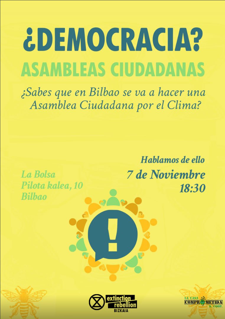 📷 El  sistema representativo tiene límites, como los intereses  corporativos de industrias como la fosil, que impiden tomar las  decisiones necesarias frente a la emergencia ecológica y climática.  Necesitamos nuevas herramientas para poner la vida en el centro.

¡Os Esperamos!