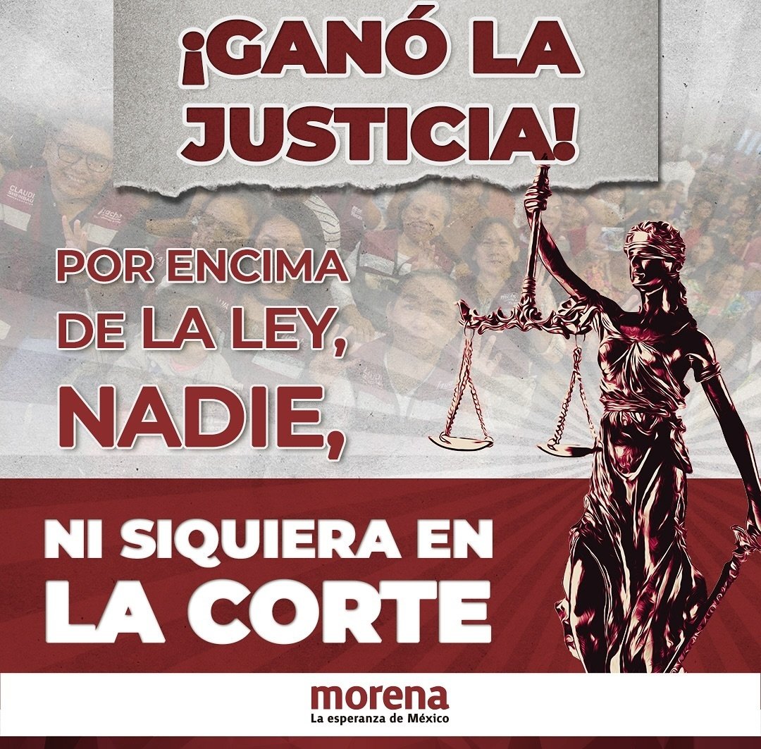CarGomOrt's tweet photo. La Justicia siempre prevalece. Queda firme y avanza la justicia para México #LaReformaJudicialVa https://t.co/MyXDVPjt8n