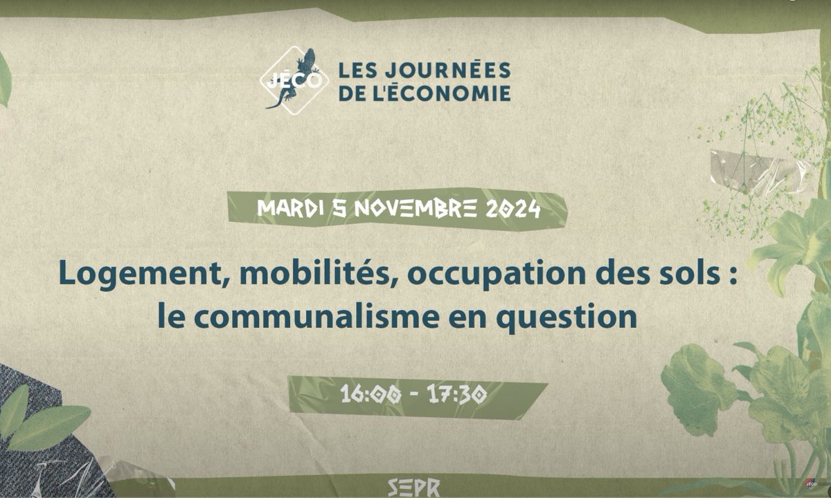 #Jeco2024 <a href="/DelageVictor/">Victor Delage</a>, fondateur de l'<a href="/Institut_Terram/">Institut Terram</a>, a participé aux Journées de l'Économie (<a href="/les_jeco/">Les Jéco</a>) à Lyon pour débattre aux côtés de Jean Coldefy, <a href="/Jac_Levy/">Jacques Lévy</a> et <a href="/MunsonLily/">Lily Munson</a> des enjeux de l’#aménagement, des #mobilités et du #logement sous l’angle du communalisme.

Au