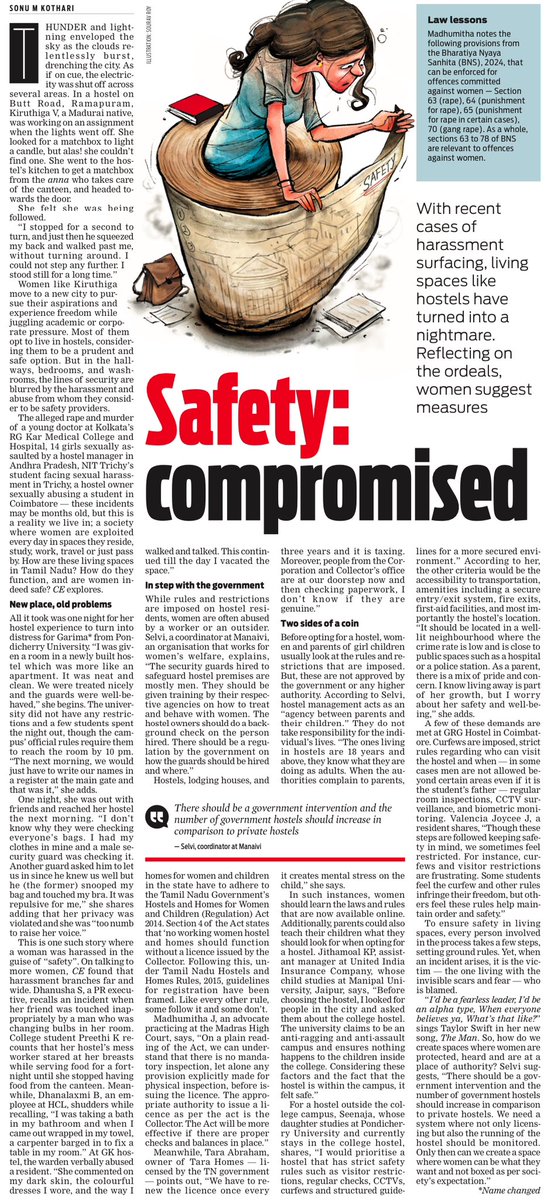 How safe are women’s hostels in the state? In the guise of safety what are working women and students put through in these spaces? To know

Read: newindianexpress.com/cities/chennai…