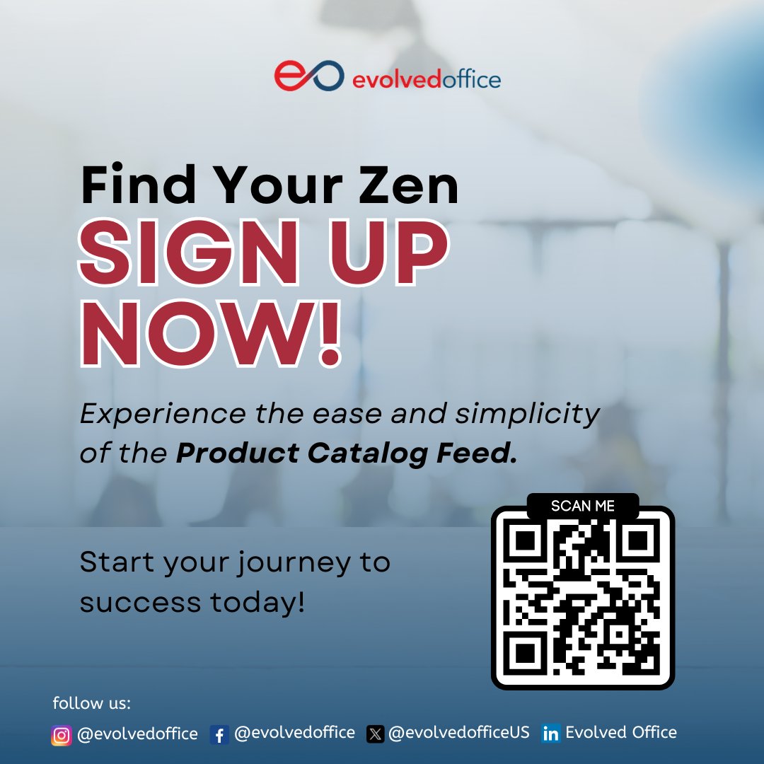 EvolvedOfficeUS's tweet image. Juggling vendor catalogs driving you nuts? Our Product Catalog Feed cuts through the chaos, letting you focus on dominating the digital realm. Find your zen—sign up now! bit.ly/3TMzHin #EvolvedOffice #GetEvolved #JustOnePlatform #ProductCatalogFeed