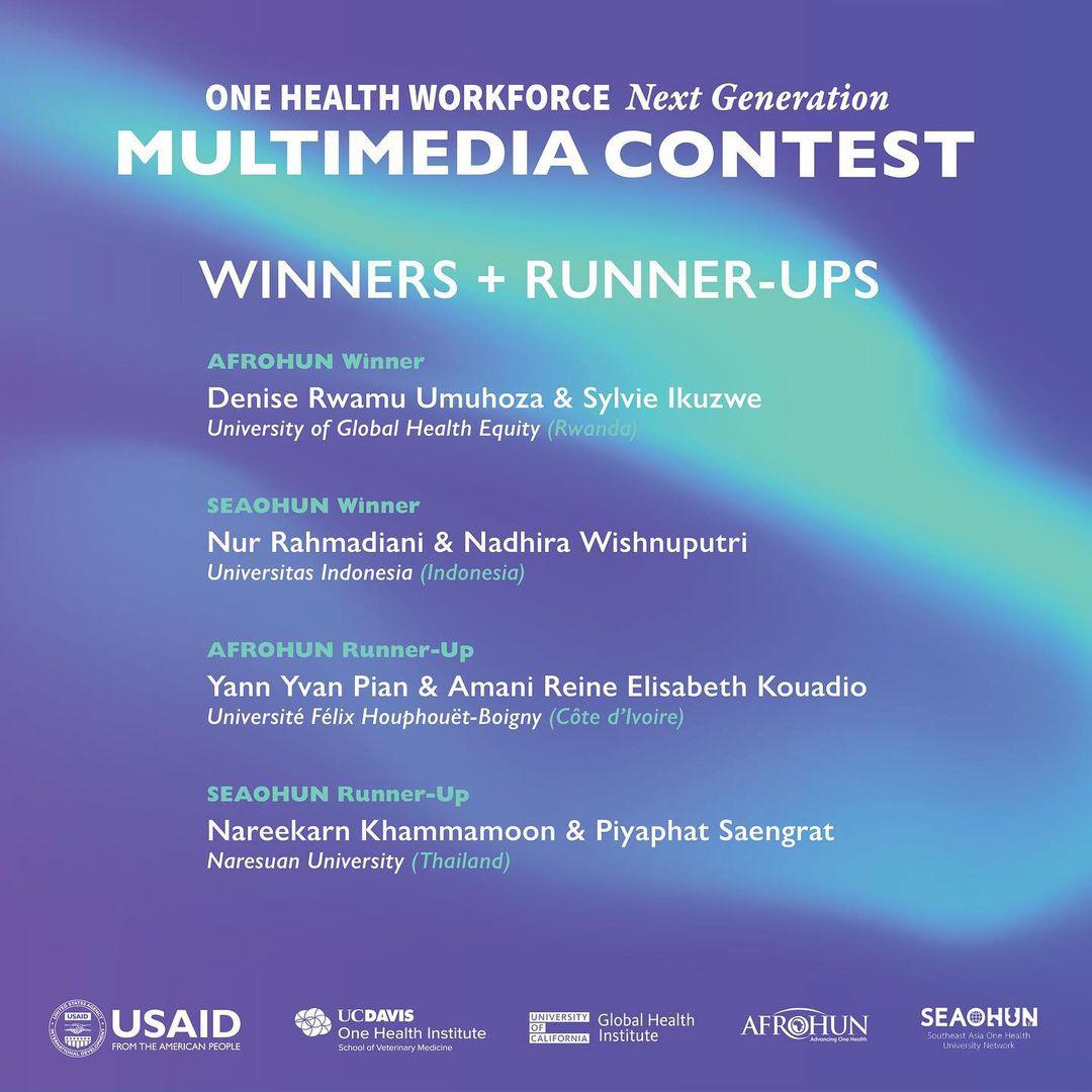 Sylvie Ikuzwe &amp; Denise Umuhoza Rwamu, winners of the 2023 One Health Multimedia Contest, represented SOHIC-UGHE at the 4th International One Health Conference in Nairobi! 🏆 They shared SOHIC’s vision, and also highlighted their impactful community outreach projects. 🌍✨