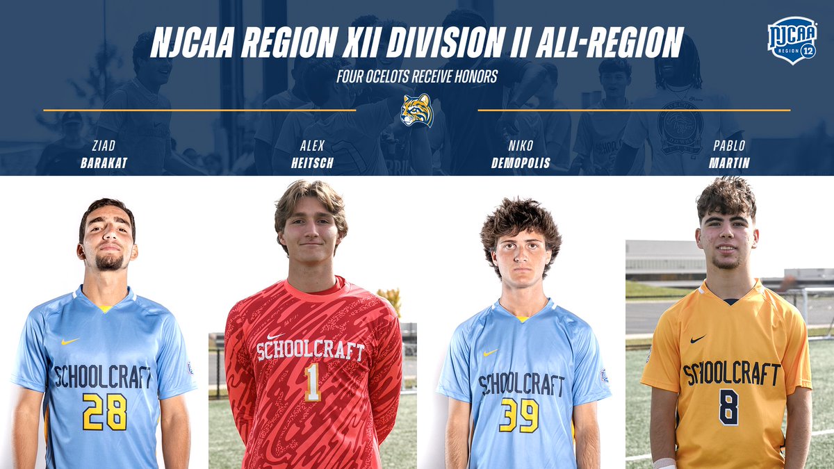 Schoolcraftmsoc's tweet image. Congrats to these 4 on their All-Region honors!
#OcelotPride