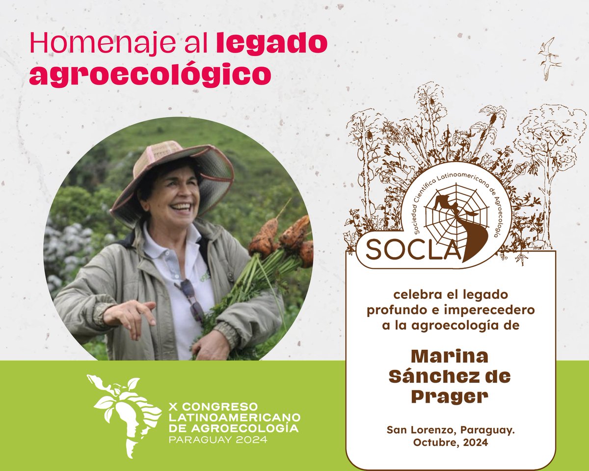 🌻 Nuestro agradecimiento es profundo para quienes han sido maestras y maestros de la agroecología latinoamericana. Celebramos su obra y su legado imperecedero.

Miguel Altieri <a href="/altierimiguel/">Miguel Altieri</a> 
Marina Sánchez de Prager 

¡Muchas Gracias!