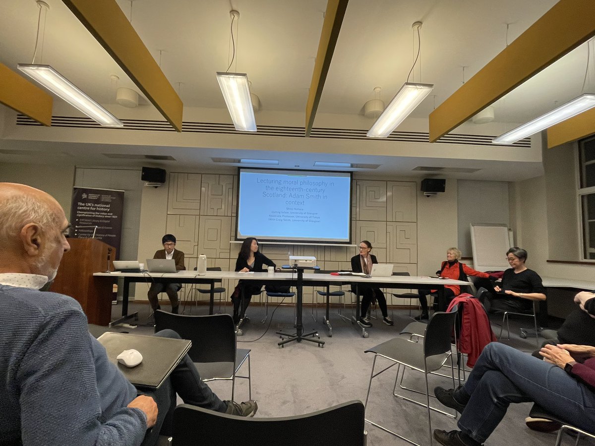 Penelope Corfield introducing speakers Shinji Nohara and Elena Yi-Jia Zeng for tonight’s seminar on Adam Smith, David Hume in Context: Moral Philosophy and Enlightened Monarchy #18thc