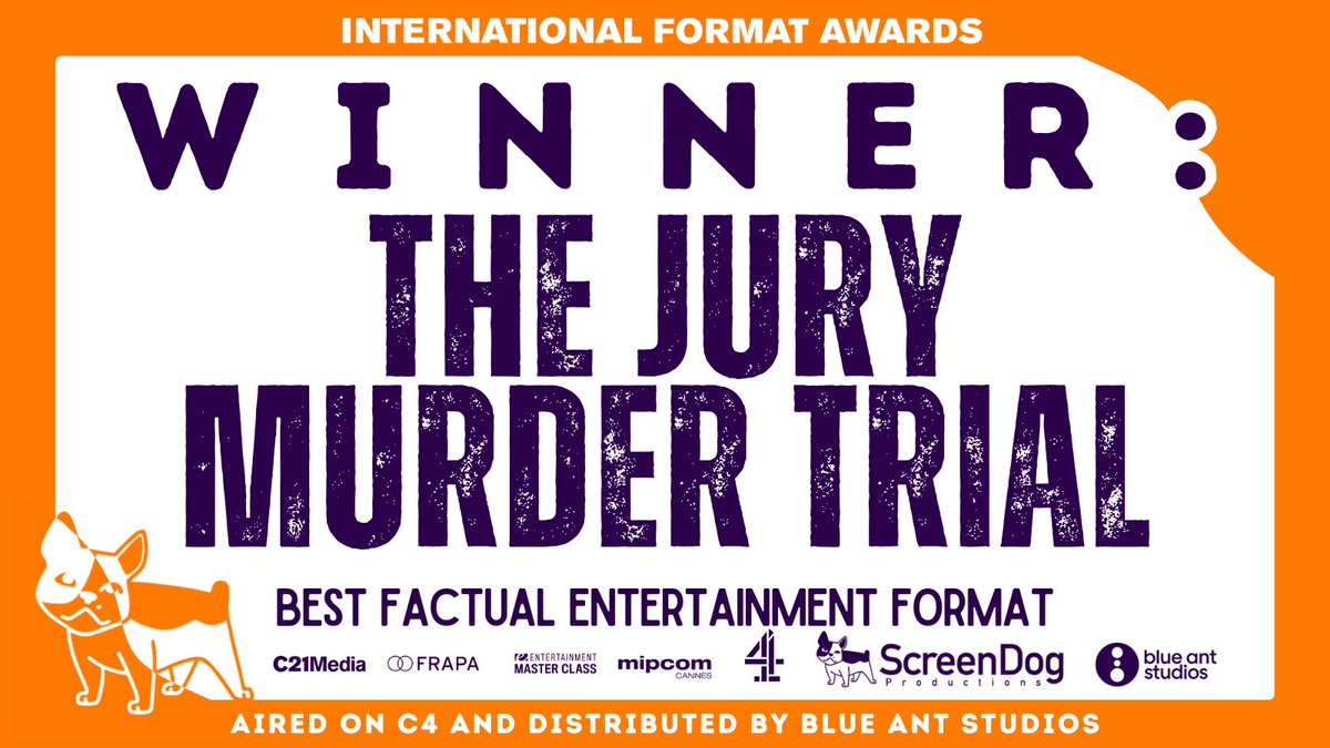 We are thrilled to announce that ‘The Jury: Murder Trial’ has won the Best Factual Entertainment Format at the International Format Awards! Well done to everyone involved for all your hard work and huge thanks to @channel4 #TheJury #TheJuryMurderTrial