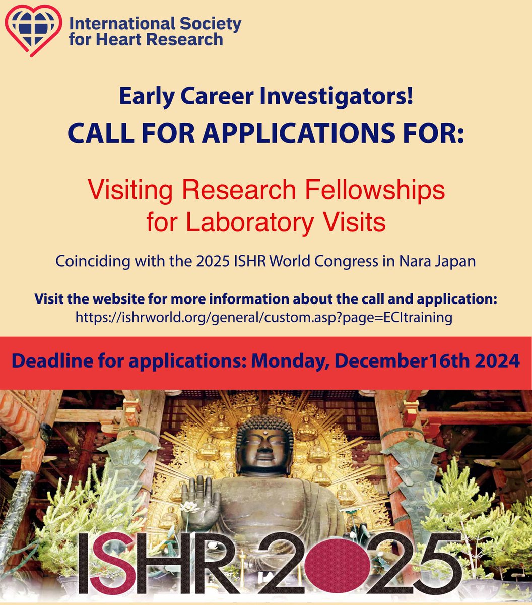 ISHR European Section (@ishr_es) on Twitter photo 🔊ISHR-ES Early Career Investigators🔊
The ISHR International Council is sponsoring Visiting Research Fellowships to facilitate training visits at local Japanese section laboratories coinciding with the 2025 World Congress!
Find app info at:
ishrworld.org/general/custom…
<a href="/ISHR_ECI/">ISHR International ECI Committee</a> 🔊ISHR-ES Early Career Investigators🔊
The ISHR International Council is sponsoring Visiting Research Fellowships to facilitate training visits at local Japanese section laboratories coinciding with the 2025 World Congress!
Find app info at:
ishrworld.org/general/custom…
<a href="/ISHR_ECI/">ISHR International ECI Committee</a>