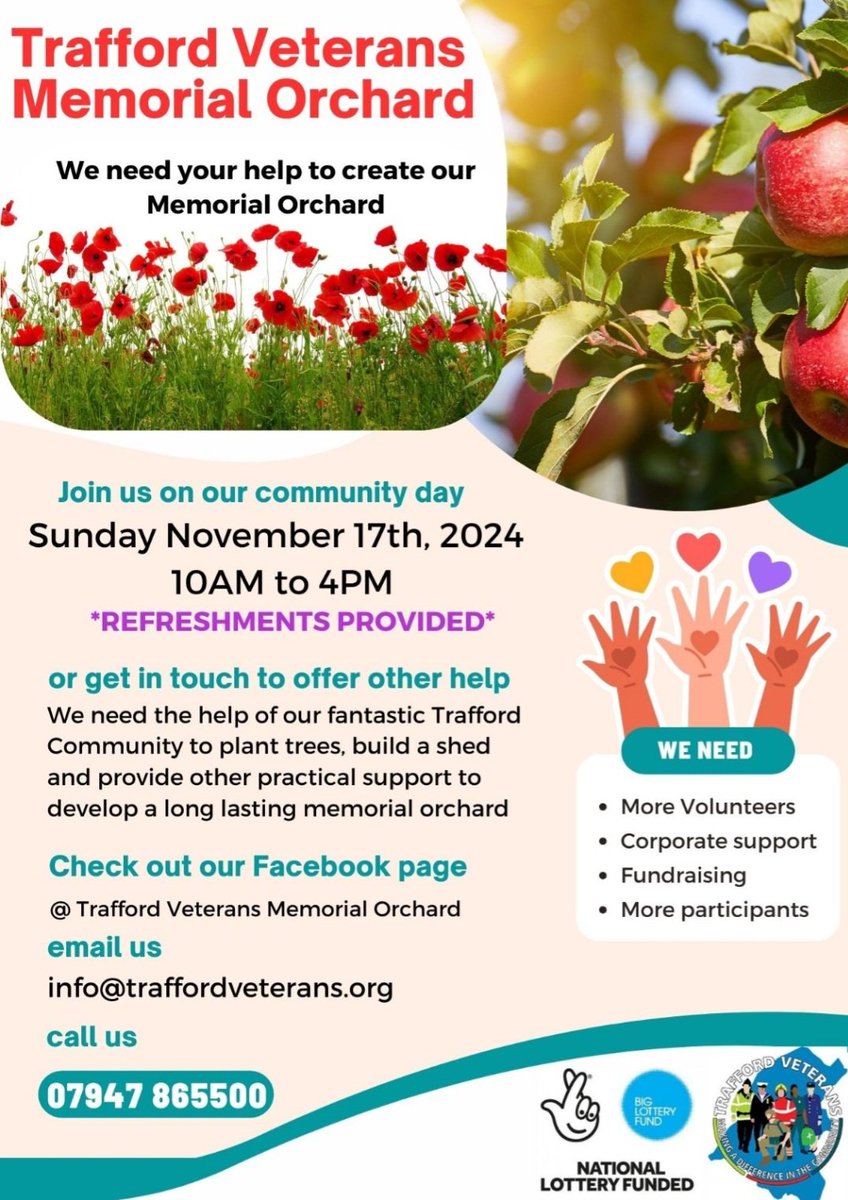 Damian Carr (@randomdruid) on Twitter photo Please support & share
Remembrance isn't just one day - it's every day for those Veterans with PTSD & other mental/physical challenges. This Orchard provides somewhere for them & their families to go, reflect & heal x
<a href="/TraffordVetsUK/">Trafford Veterans CIC</a>
 
#remembranceday #veterans #trafford Please support & share
Remembrance isn't just one day - it's every day for those Veterans with PTSD & other mental/physical challenges. This Orchard provides somewhere for them & their families to go, reflect & heal x
<a href="/TraffordVetsUK/">Trafford Veterans CIC</a>
 
#remembranceday #veterans #trafford