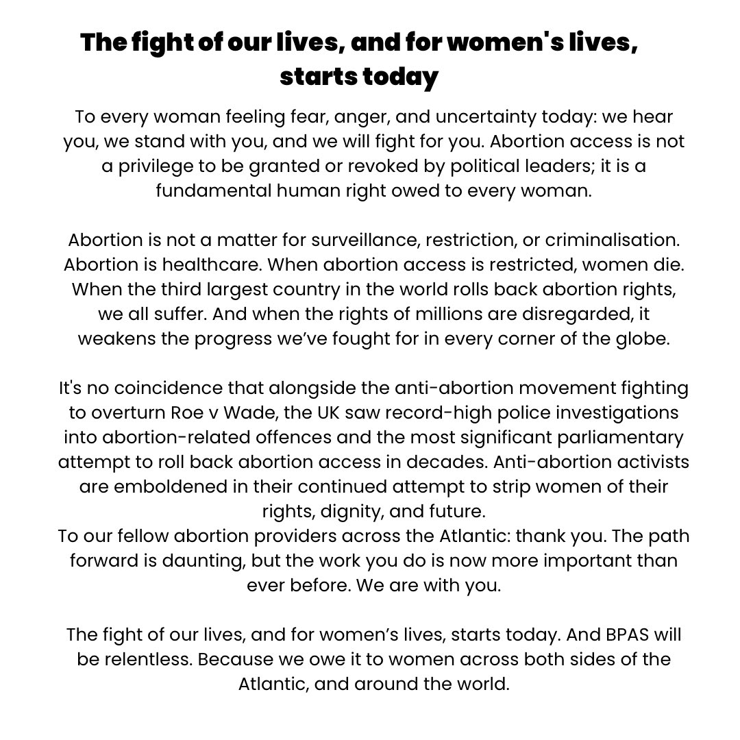 BPAS (@bpas1968) on Twitter photo Abortion is not a privilege; itโs a right. Help us protect that right on both sides of the Atlantic. 30% of donations received to the JustGiving campaign in our bio will go to <a href="/BrigidAlliance/">The Brigid Alliance</a> ๐ช Abortion is not a privilege; itโs a right. Help us protect that right on both sides of the Atlantic. 30% of donations received to the JustGiving campaign in our bio will go to <a href="/BrigidAlliance/">The Brigid Alliance</a> ๐ช