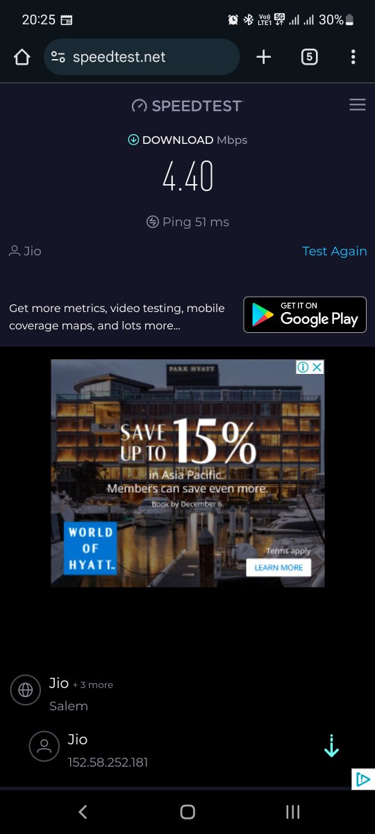pgowtham's tweet photo. @JioCare @reliancejio  data speed is only 5Mbps with which I can't even use gpay, shall I port to @air https://t.co/bMFpV87Tem