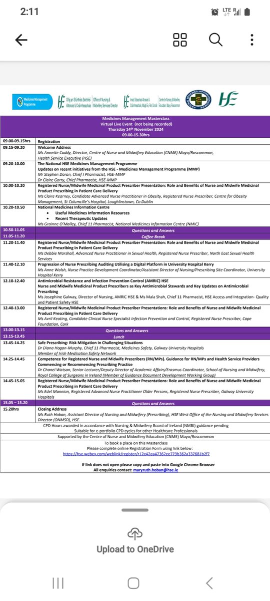 CNMEMayoRos (@cnmemayoros) on Twitter photo Delighted to be supporting the Medicines Management Masterclass on Thursday 14th November. Fantastic Speakers. Registration still open hse.webex.com/weblink/regise…
#safety #medicines #nurse #midwife <a href="/hoban_ruth/">Mary Ruth Hoban</a>
<a href="/AppelbeCora/">CoraAppelbe</a>
<a href="/annette_cuddy/">Annette Cuddy</a> <a href="/NurMidONMSD/">ONMSD</a> <a href="/GSGerShaw/">Dr. Geraldine Shaw</a> Delighted to be supporting the Medicines Management Masterclass on Thursday 14th November. Fantastic Speakers. Registration still open hse.webex.com/weblink/regise…
#safety #medicines #nurse #midwife <a href="/hoban_ruth/">Mary Ruth Hoban</a>
<a href="/AppelbeCora/">CoraAppelbe</a>
<a href="/annette_cuddy/">Annette Cuddy</a> <a href="/NurMidONMSD/">ONMSD</a> <a href="/GSGerShaw/">Dr. Geraldine Shaw</a>