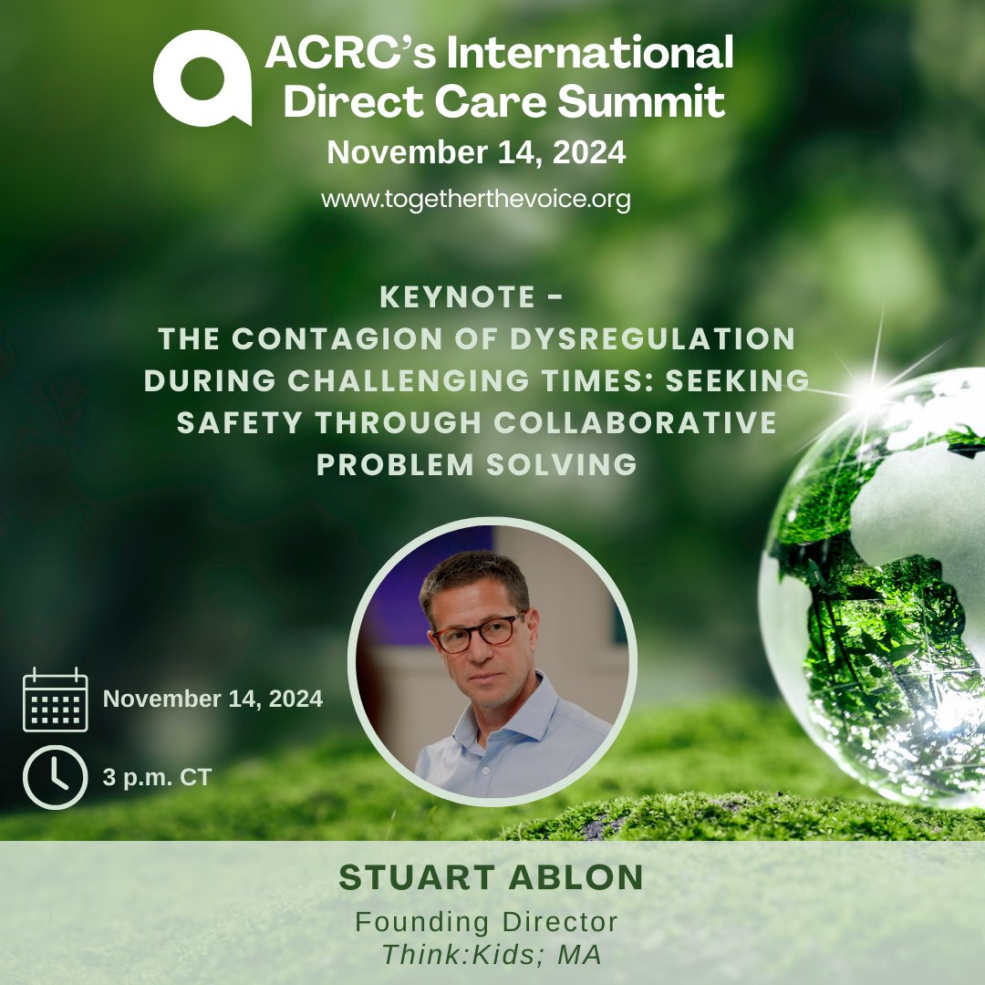 Register for the <a href="/ACRCVoice/">ACRC</a> International Direct Care Summit &amp; catch <a href="/stuartablon/">Dr. Stuart Ablon</a> on 11/14 at 3pm CT for: The Contagion of Dysregulation During Challenging Times: Seeking Safety Through Collaborative Problem Solving
bit.ly/3U7DwyQ

#Psychology #MentalHealth #ACRC