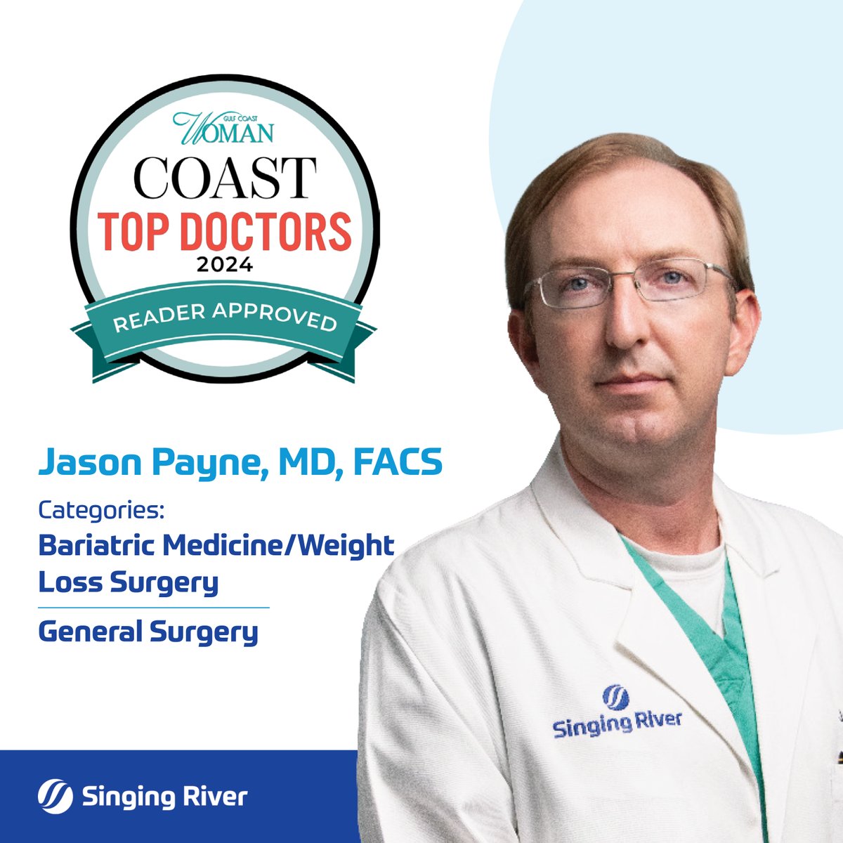 Singing River Health System (@mysingingriver) on Twitter photo Congrats to Dr. Jason Payne for being named a Gulf Coast Woman (<a href="/IAMGCW/">Gulf Coast Woman</a>) Top Doctor in Bariatric Medicine & General Surgery! π
Dr. Payne, Board-Certified and a pioneer in robotic sleeve gastrectomy, brings expert care to our community. π
π SingingRiver.info/Jason-Payne Congrats to Dr. Jason Payne for being named a Gulf Coast Woman (<a href="/IAMGCW/">Gulf Coast Woman</a>) Top Doctor in Bariatric Medicine & General Surgery! π
Dr. Payne, Board-Certified and a pioneer in robotic sleeve gastrectomy, brings expert care to our community. π
π SingingRiver.info/Jason-Payne