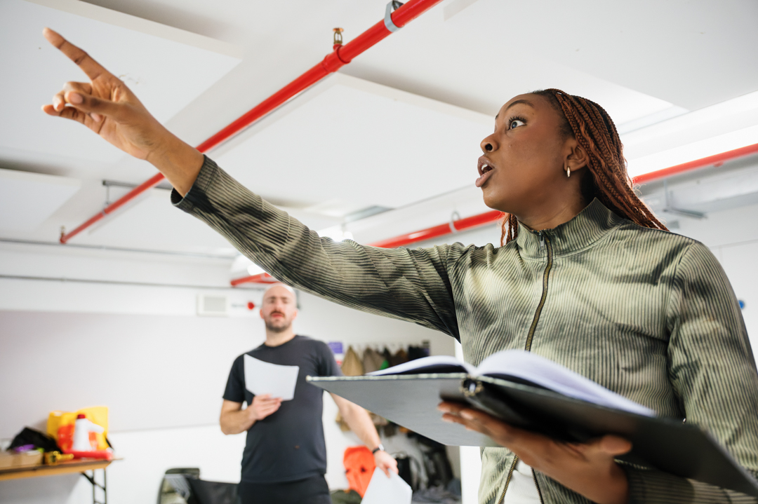 newdiorama's tweet image. Rehearsal shots for The Glorious French Revolution (or: why sometimes it takes a guillotine to get anything done) by @yesyesnonotheat (📸Alex Brenner) are in...
