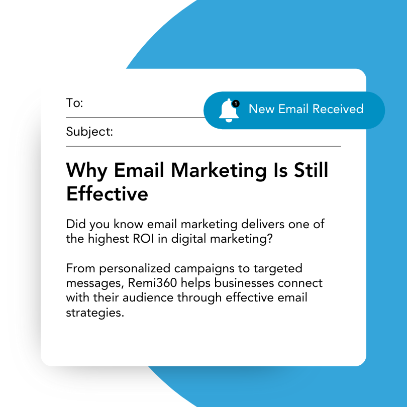 Remi360Solution's tweet photo. 📧 Email Marketing: More Relevant Than Ever!
Did you know email marketing delivers one of the highest ROI in digital marketing? From personalized campaigns to targeted messages, Remi360 helps businesses connect with their audience through effective email strategies. https://t.co/wkSS2ayanv