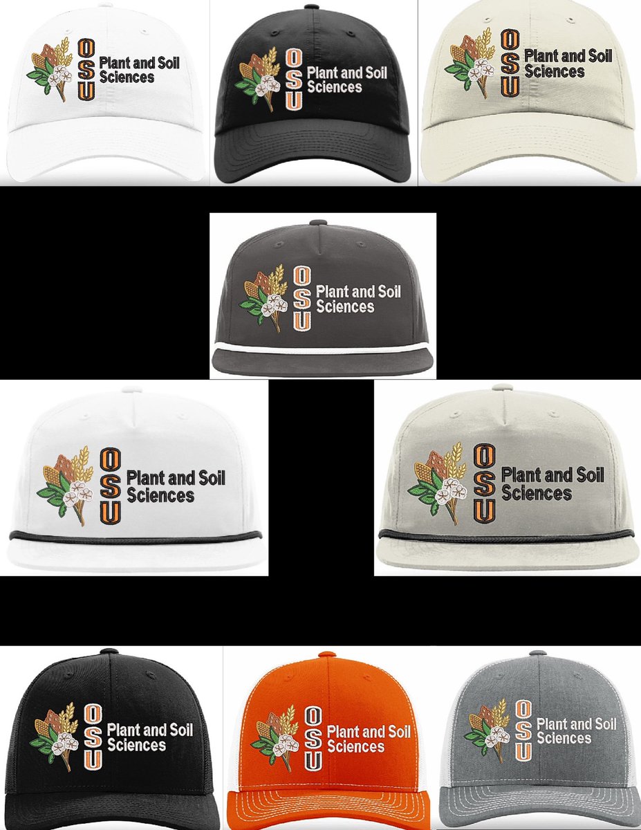 J_Rice20's tweet photo. Oklahoma State Plant and Soil Science’s Graduate Student Organization is having their fall apparel sale!

We would greatly appreciate any support! We have tons of new styles and new hat options!

Here is the link: 

https://t.co/V3cQteWinh https://t.co/1rrlF2CKT4