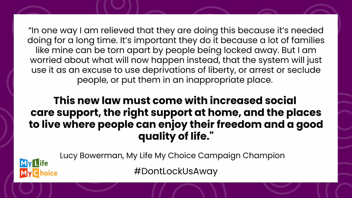 My Life My Choice learning disability advocate and campaigner Lucy comments on the news today the <a href="/GOVUK/">GOV.UK</a> are introducing the #MentalHealthReform Bill. #DontLockUsAway 

👉Support our campaign: mylifemychoice.org.uk/dont-lock-us-a…