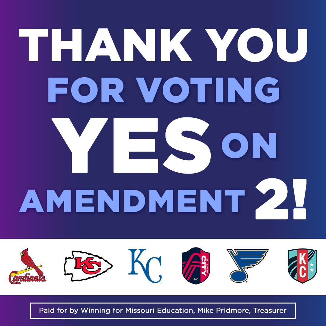 Thank you for saying YES to students, YES to teachers and YES to an easier and safer way to sports bet in Missouri.
