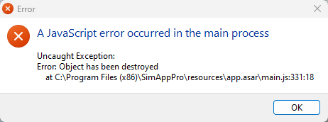 Sky34X's tweet photo. @WINWING_SIM Since the last SimAppPro update 1.16.2 I get these two error messages when starting SimApp https://t.co/Y3mIFFw7dz