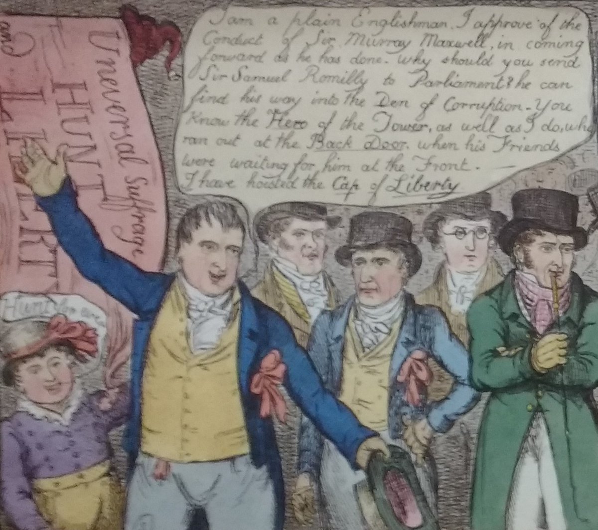 PeterlooMemoria's tweet photo. On the 250th birthday of Henry Hunt, the Radical politician arrested at Peterloo as a private militia plus the British army attacked crowds of campaigners demanding the vote, we must remember that the fight for democracy is unending, but we can't give up.
#RememberPeterloo https://t.co/YLCrIb4AXq