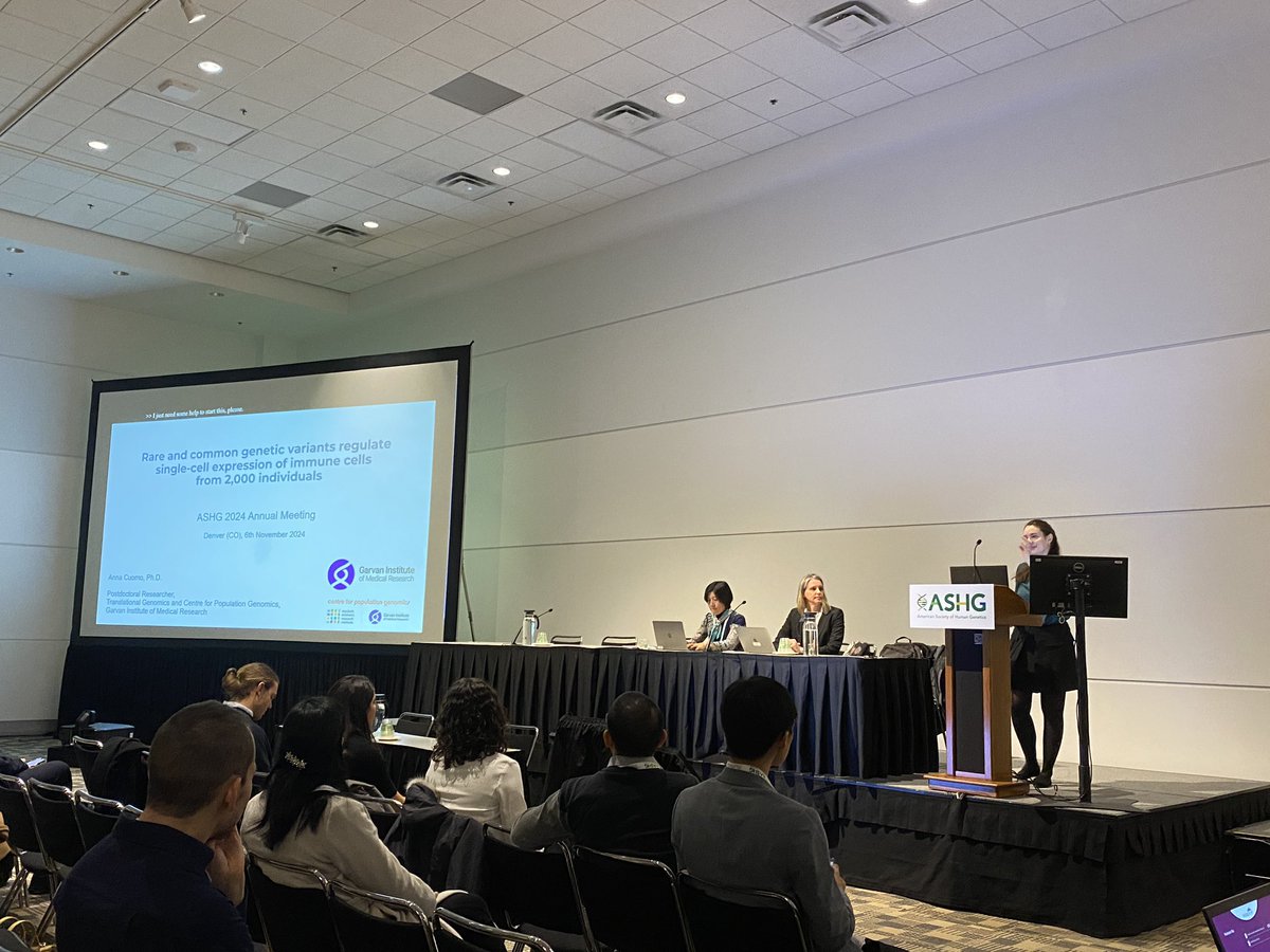 Hope Tanudisastro (@htanudisastro) on Twitter photo Day 2 of #ASHG24 off to a great start with <a href="/AnnaSECuomo/">Anna Cuomo</a> presenting the #TenK10K Phase 1 dataset of ~2,000 individuals with matched #WGS and #scRNA-seq 🧬
We’ll be around for the rest of the week and would love to chat as we prepare for final analysis of this unique cohort! Day 2 of #ASHG24 off to a great start with <a href="/AnnaSECuomo/">Anna Cuomo</a> presenting the #TenK10K Phase 1 dataset of ~2,000 individuals with matched #WGS and #scRNA-seq 🧬
We’ll be around for the rest of the week and would love to chat as we prepare for final analysis of this unique cohort!