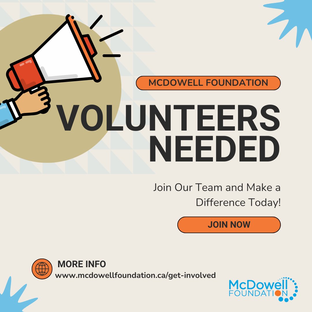 We're still looking for volunteers to fill a number of positions for the Foundation. Apply by sending a letter of interest to mcdowell@stf.sk.ca before November 18, 2024.

To learn more about the available positions visit: mcdowellfoundation.ca/get-involved/