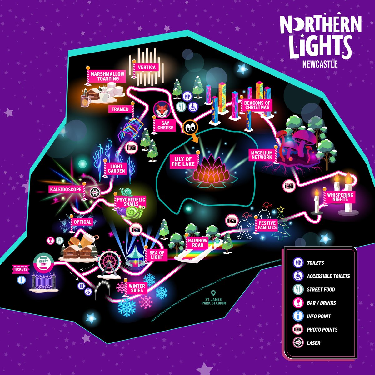 🗺️✨The 2024 Map Reveal is Here✨

Hotly tipped by The Guardian and The Times, Northern Lights returns to the heart of Newcastle: brighter and better than ever before🤩

Our 2024 guests can expect 100% NEW illuminations PLUS the best food &amp; drink from the region.

🎟️- link in bio