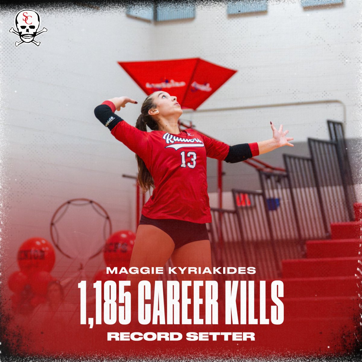 SCPSAthletics's tweet photo. Congratulations to Maggie Kyriakides for setting the all-time kill record for Raider Volleyball with 1,185 kills! https://t.co/BYnImzx9As