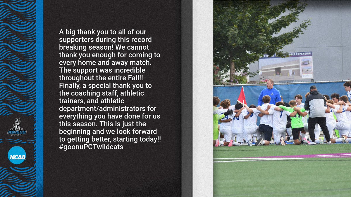 A special thank you to all our Supporters on this record breaking season!  #goonuPCTwildcats #destructionzone #upthePCTwildcats #KickinitWithPCT #d3soccer #d3soc