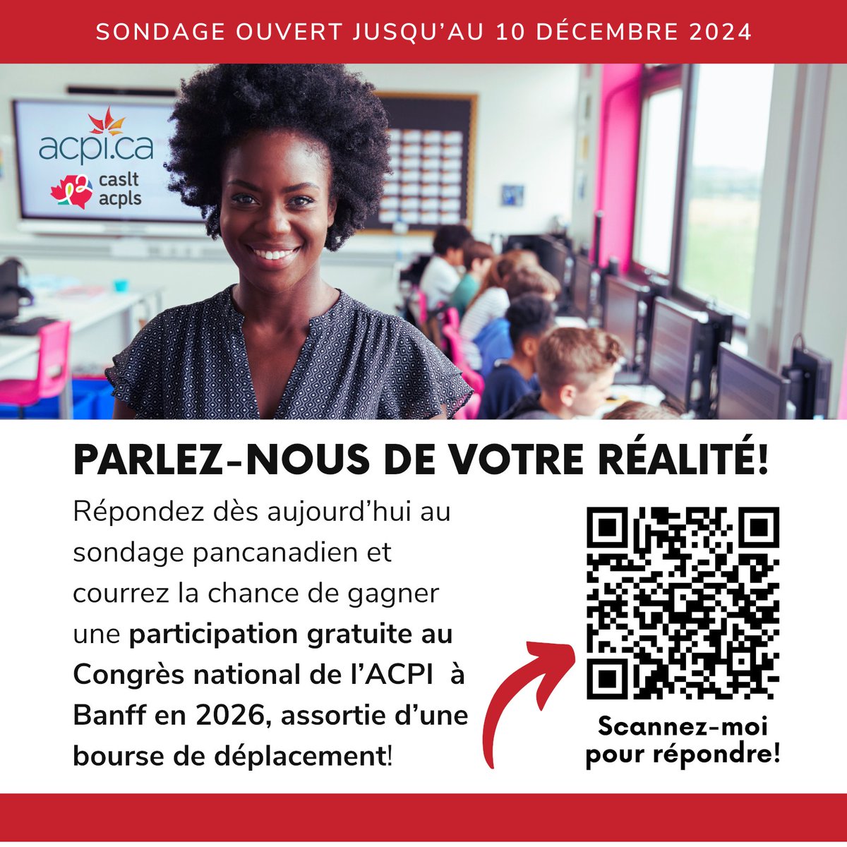 📣 Professionnels de l'immersion française et du #FLS: parlez-nous de votre réalité!
 
Ce sondage de l'<a href="/ACPI_/">ACPI</a> en collaboration avec l'ACPLS est l’occasion de mettre en lumière vos défis, vos besoins et vos idées pour mieux vous soutenir.

Répondez : fr.surveymonkey.com/r/acpiconsulta…