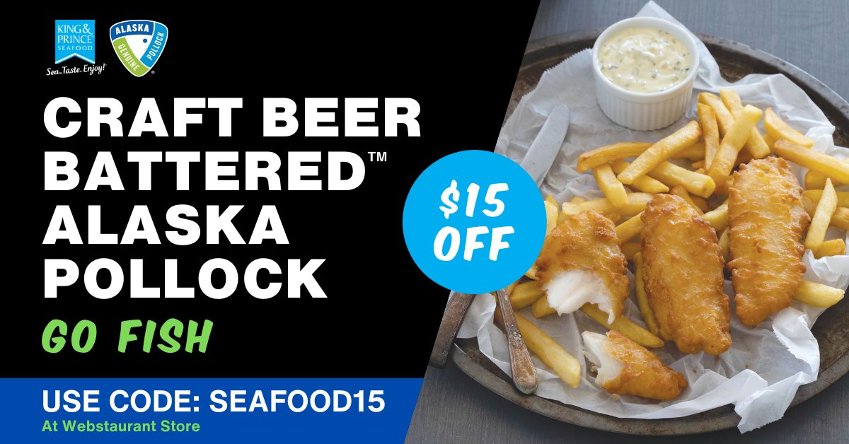 KPseafood's tweet photo. It's time to #GoFish! Menu Mrs. Friday's®️ Craft Beer Battered™️ Wild Alaska Pollock. Click the link to purchase it from our friends @Webstaurant. Use code SEAFOOD15 for $15 per case discount at checkout. Purchase yours today: https://t.co/CDytY1z3wn
@wildAKpollock #menuideas https://t.co/znxNttwybj