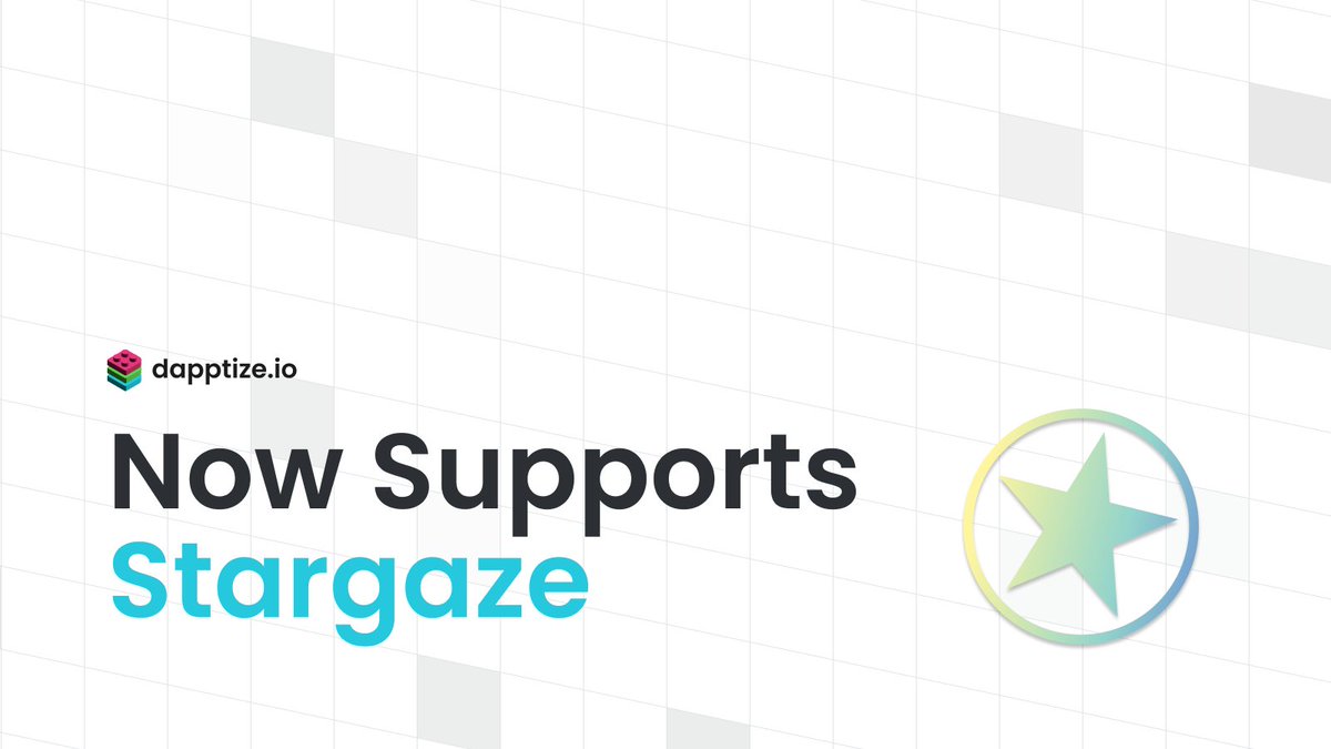 dapptize's tweet photo. Dapptize now supports @StargazeZone Chain.

@StargazeZone is a pioneering NFT app chain with on-chain royalties, Real Yield rewards, zero-gas minting, and CosmWasm support. Perfect for creators, traders, and developers alike.

Build your custom  Dapps in seconds at https://t.co/AhLt44ojV6 

#dapptize #stargaze #web3 #nocode #dapp
