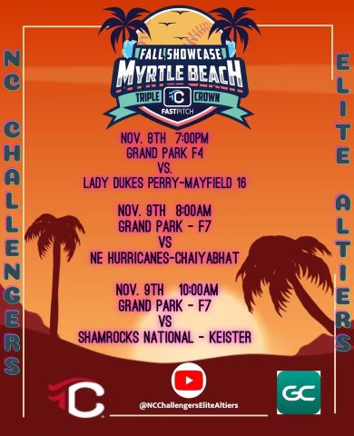 Come see us at Myrtle Beach!!!!!! 
<a href="/CoachpooleU/">CoachPoole_USCA</a> 
<a href="/WingateSoftball/">Wingate Softball</a>
<a href="/CatamountSB/">Western Carolina Softball</a> 
<a href="/WoffordSoftball/">Wofford Softball</a> 
<a href="/UVASoftball/">Virginia Softball</a>