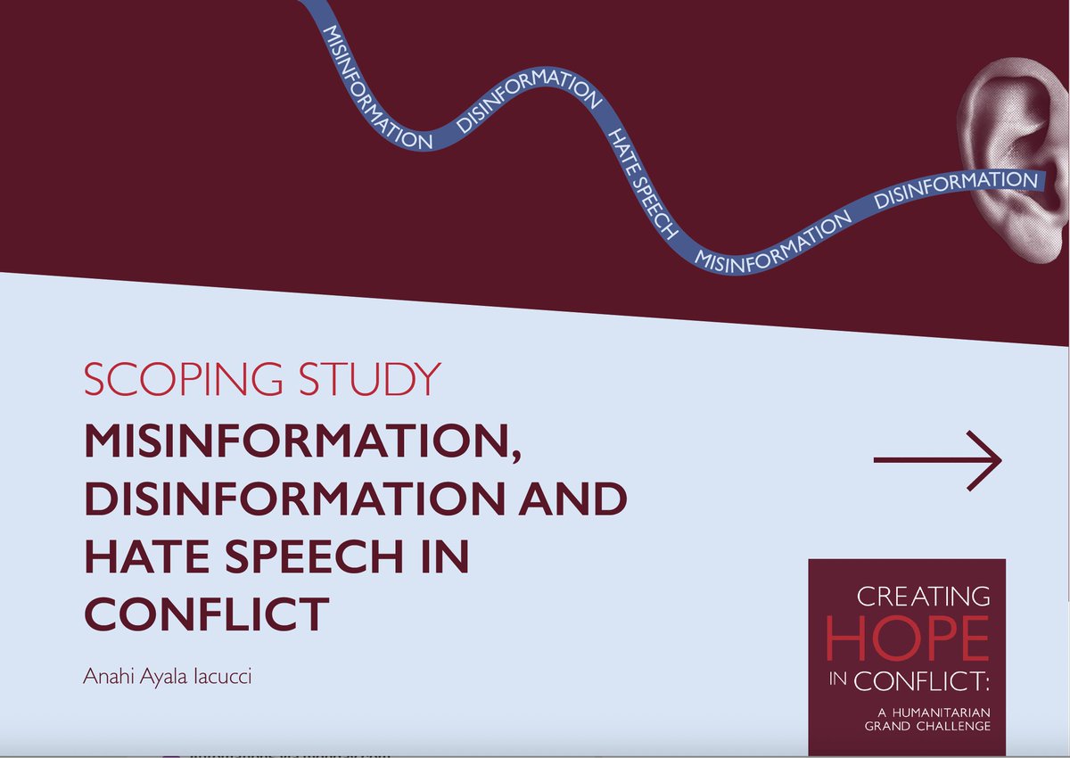 HumanitarianGC's tweet image. 📣 Just Launched!
Our new report dives into the complex world of misinformation, disinformation, and hate speech (#MDH) in #humanitarian conflict settings. Learn about the risks, opportunities, and key findings. Download the full report: humanitariangrandchallenge.org/research-learn…