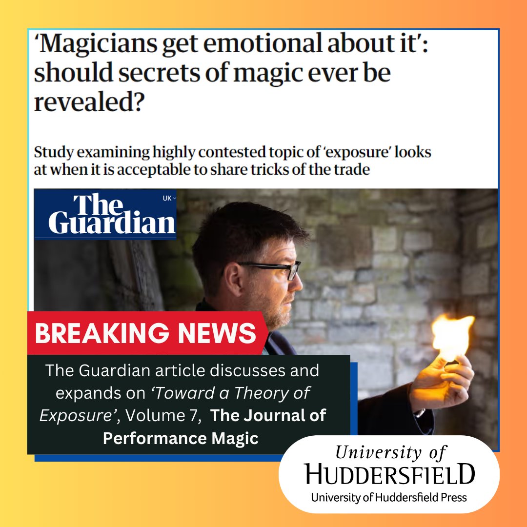 HudUniPress's tweet image. 📕✨ New research in our #OpenAccess Journal of Performance Magic has been discussed in articles in @guardian and @physorg_com !
You can read the full journal article for free online, or download the PDF, via our website.
#PerformanceMagic #Secrets @oipassoc @HuddersfieldUni