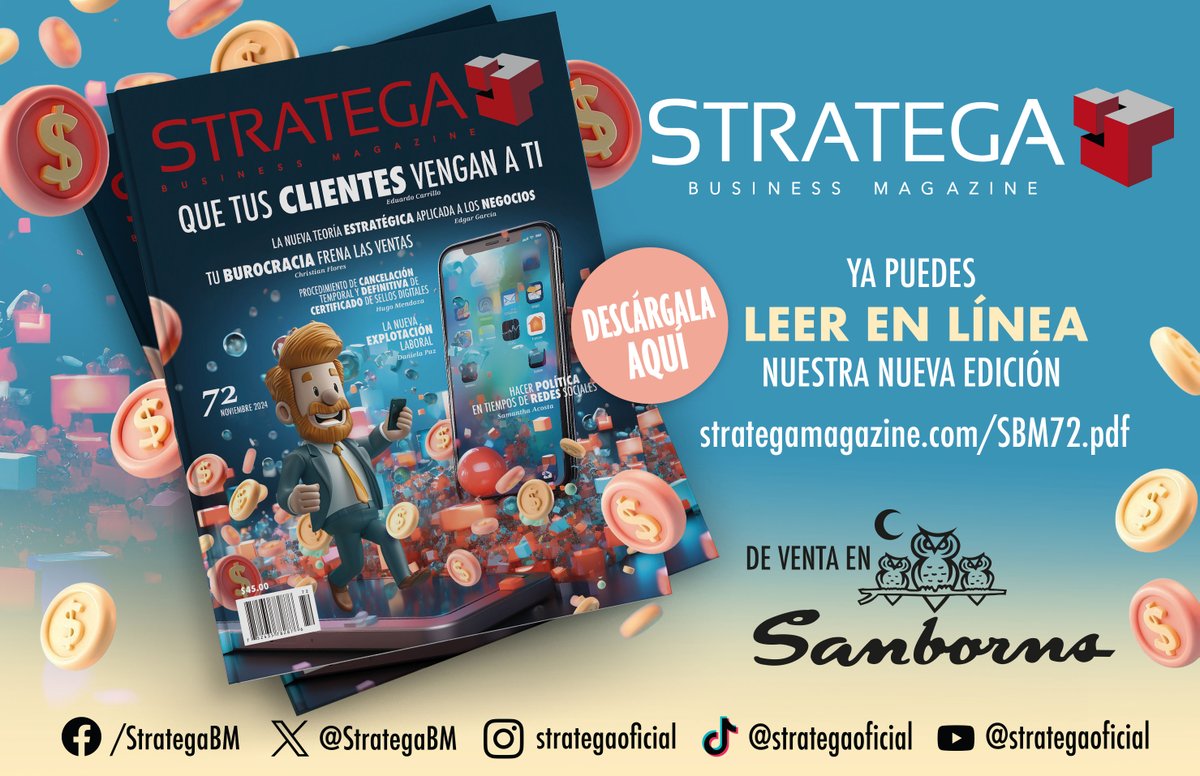 ✨¡Ya puedes leer en línea nuestra nueva edición!✨
#StrategaMagazine
-----------
Descárgala aquí:
strategamagazine.com/SBM72.pdf