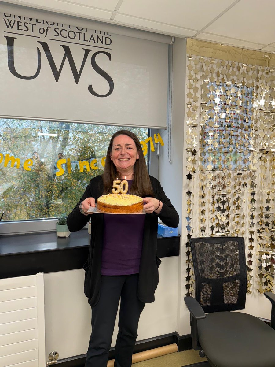 UWS_CPD's tweet photo. 🤩FAB at FIFTY🤩
Our wonderful Lynn is turning the big 5-0 next week!
Thanks to everyone to who stopped by our office to celebrate with cake this morning - Lynn, we can't wait to hear all about your birthday celebrations! 🥂
#BirthdayMonth #Big50 #CPDTeam https://t.co/CajvNF1YUZ