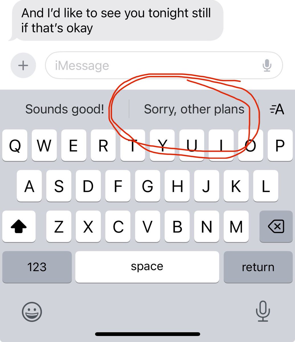relatableboss's tweet image. New Siri response suggestions are so rogue. “Sorry, other plans!”