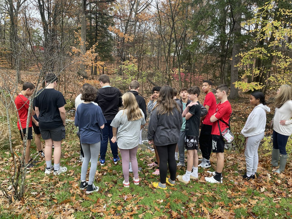 8th grade classes learning about stream speed and erosion down by the Bain Park Cabin. <a href="/FPSchools/">Fairview Park City Schools</a>