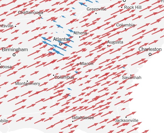 How Trump recaptured Georgia

🔹Dem gains in counties like Henry, Rockdale, but only tiny advances in Cobb, Cherokee

🔴Trump juiced more out of rural red counties, while cutting margins in DeKalb, Gwinnett and Fulton.

nytimes.com/interactive/20…
