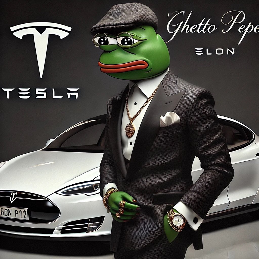 ElonMuskPDA Make Memes great again so we can buy more teslas welcome to the  $Hood #pepe #ghettopepe #Etheruem #memecoins Ca  0xEd33d5B7001d0C56B14284bbD9DF94FD5EE144Ab, image size:1024x1024
