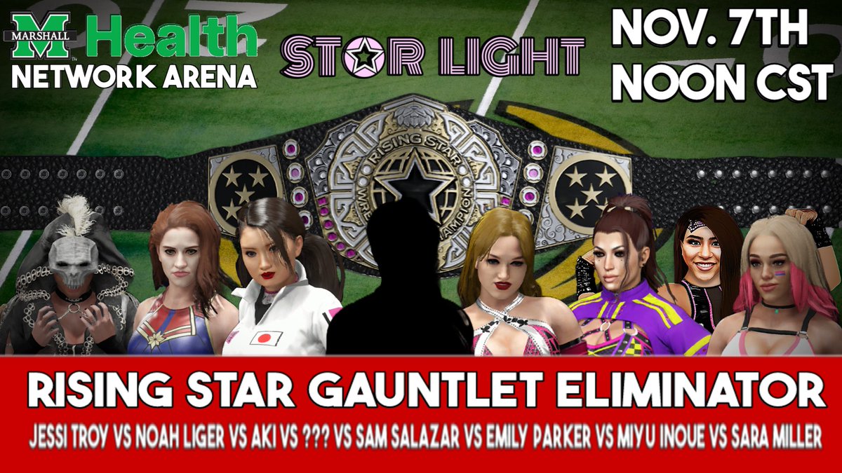 Eight women look disease Championship gold as we have our Rising Star Gauntlet eliminator match for that vacated championship. Jesse Troy, Noah liger, AKI, the winner of that four-way, Sam Salazar, Emily Parker, Miyu Inoue, and Sara Miller all collide for this opportunity