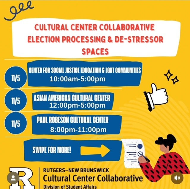 Need a space to process, listen, or de-stress??? All sessions are scheduled for today (Wednesday, 11/5).