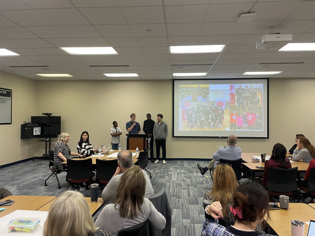 AndrewHS_d230's tweet photo. We had a great start to the morning today with our Unified Special Olympic athletes, partners, and sponsors talking to the District office staff about the positive impact Unified Special Olympics has made on them. #Boltup https://t.co/cB2RLVdbqo