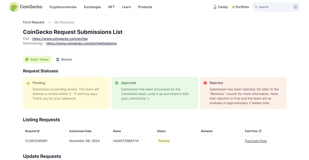 We have applied for a listing in the CoinGecko service. Wait! 😎

Request ID: CL0611240061