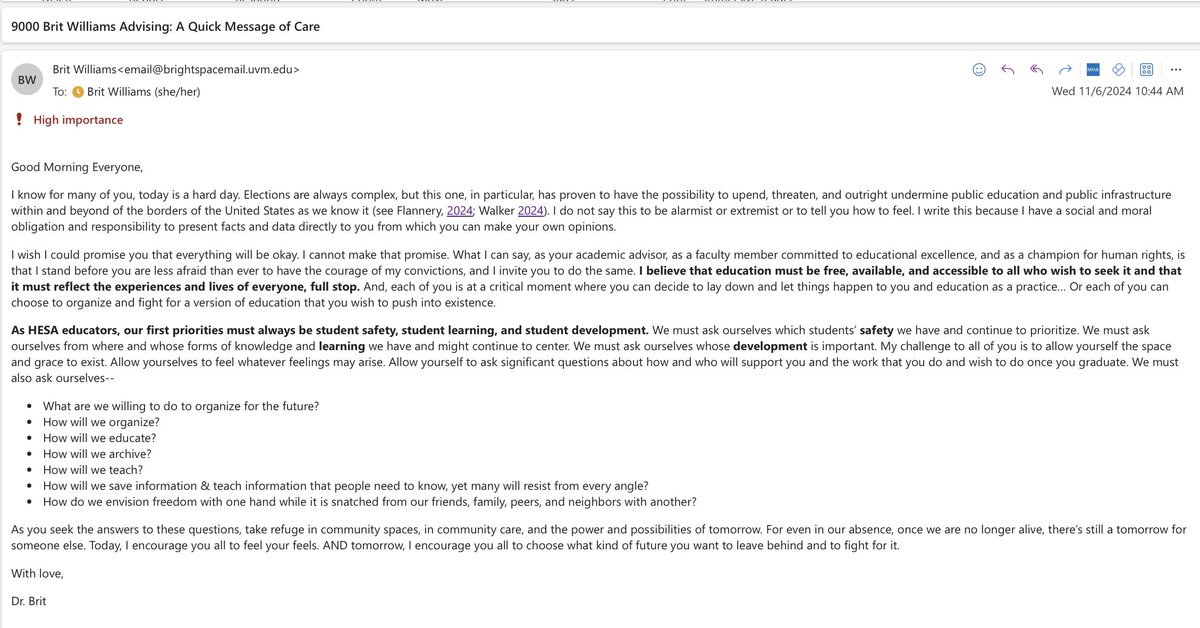 My message to my students this morning... hyperlinks below.