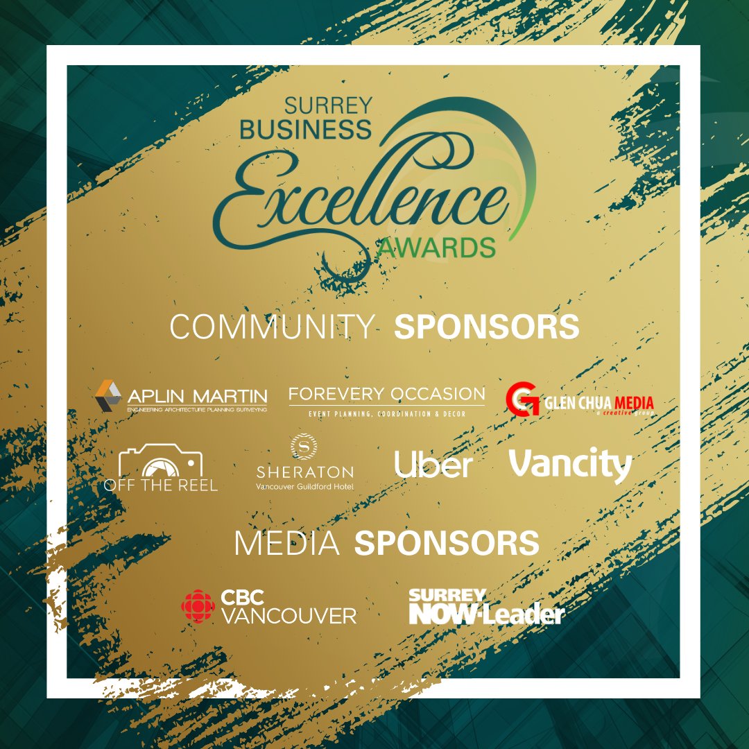 SurreyBoardofTrade (@sboft) on Twitter photo Community Sponsors: <a href="/Aplin_Martin/">Aplin Martin</a>, <a href="/4everyoccasion/">Forevery Occasion</a>, @chuaglen Media, Off the Reel, @SheratonGldfrd, <a href="/Uber_Canada/">Uber Canada</a> and <a href="/Vancity/">Vancity</a>
Media Sponsors: <a href="/CBCVancouver/">CBC Vancouver</a> and @SurreyNOWLeader
#SBEA2024 #SurreyBC Community Sponsors: <a href="/Aplin_Martin/">Aplin Martin</a>, <a href="/4everyoccasion/">Forevery Occasion</a>, @chuaglen Media, Off the Reel, @SheratonGldfrd, <a href="/Uber_Canada/">Uber Canada</a> and <a href="/Vancity/">Vancity</a>
Media Sponsors: <a href="/CBCVancouver/">CBC Vancouver</a> and @SurreyNOWLeader
#SBEA2024 #SurreyBC