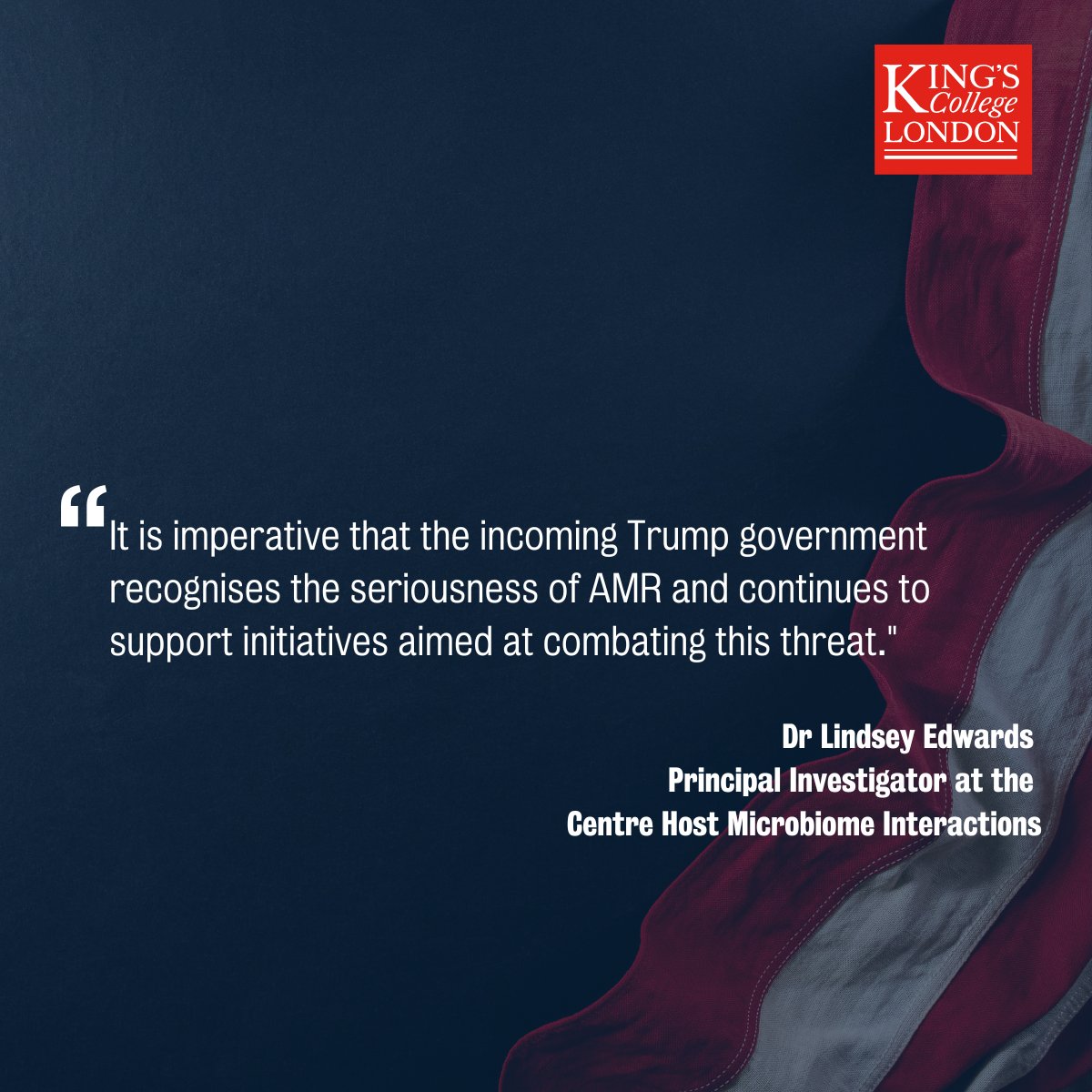 Dr Lindsey Edwards, a Principal Investigator at the Centre Host Microbiome Interactions (<a href="/kingsdentistry/">Dentistry, Oral & Craniofacial Sciences at King's</a>) comments that, antimicrobial resistance is a growing global threat that needs urgent attention and support from the new government: