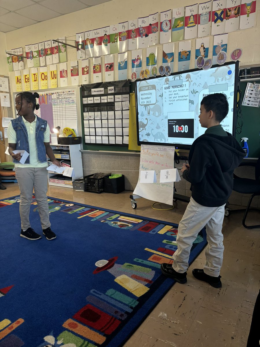 ms_tillmann's tweet photo. A fun interactive lesson to get kids moving and putting fractions on a number line! Tomorrow they will all make their own personal fraction number lines. https://t.co/D9nK3fZYl3