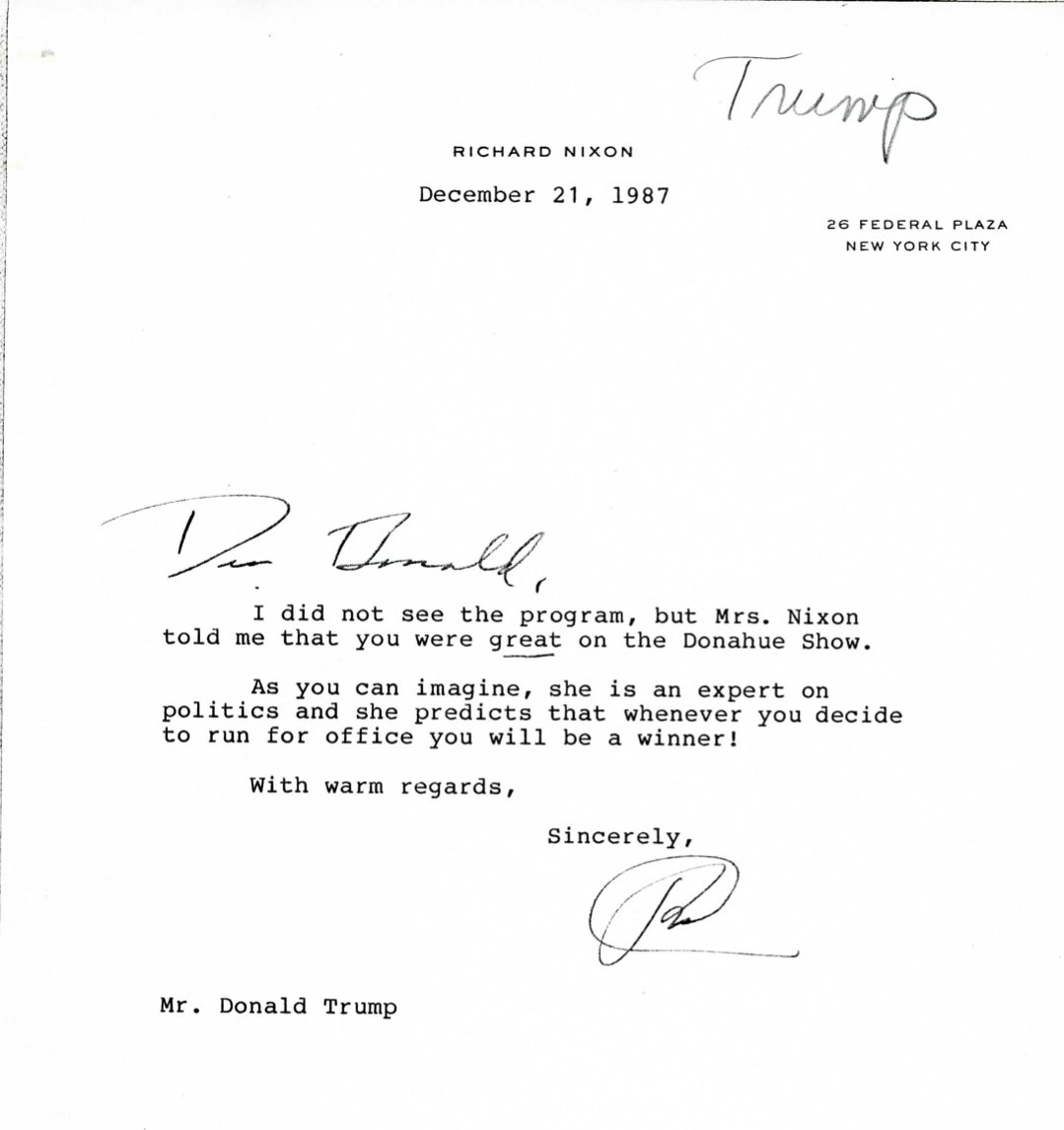 nixonfoundation's tweet image. Congratulations @realDonaldTrump. 

President and Mrs. Nixon sure had it right.